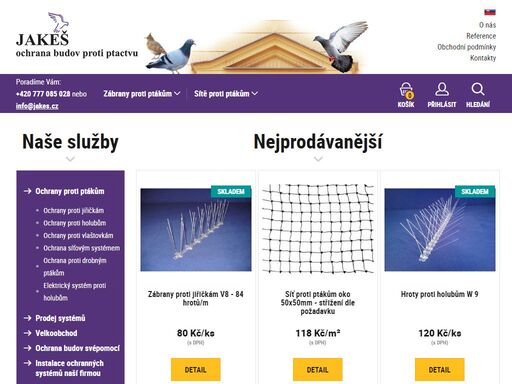 vyrábíme, prodáváme a montujeme zábrany proti holubům, jiřičkám a drobnému ptactvu. ochrana fasád a budov proti holubům a hnízdícímu ptactvu - hrotový systém jakeš. dodáváme a montujeme i síťové systémy proti vletu ptactva.