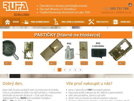 železářství rufa v týně nad vltavou. kvalitní domácí potřeby(kovomat) všeho druhu.