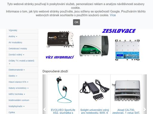 jsme prodejci satelitní a televizní techniky. provádíme montáže satelitních kompletů, přijímačů a dvb-t antén.