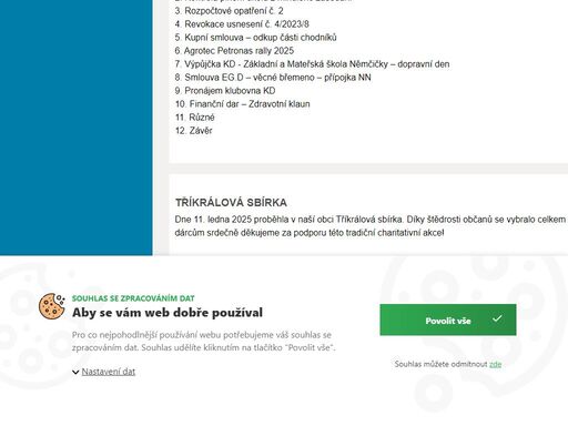 úvod - aktuální informace týkající se dění v obci a vybírání místních poplatků, případně další informace.