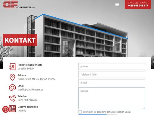 společnost dachfenster s.r.o. vznikla v roce 2020 spojením dvou dlouhodobě spolupracujících stavebních subjektů, jako logický posun ke kompletnímu provádění staveb na klíč, včetně zajištění jednotlivých subdodávek a technologií dle individuálních požadavků investora.