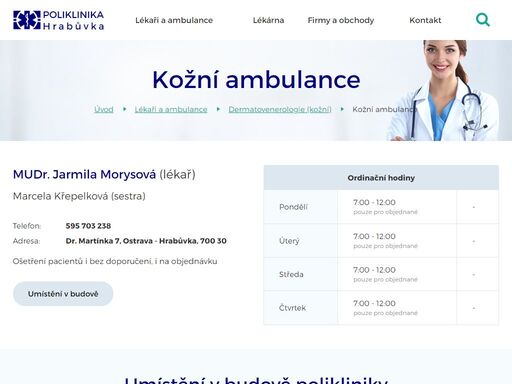 stránky soukromé polikliniky v ostravě - hrabůvce