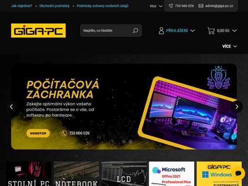 vítejte v giga pc.  repasovaná výpočetní technika od expertů - pro váš domov i kancelář. široká nabídka nejen techniky, ale i druhotného software. ušetřete s námi tisíce korun.