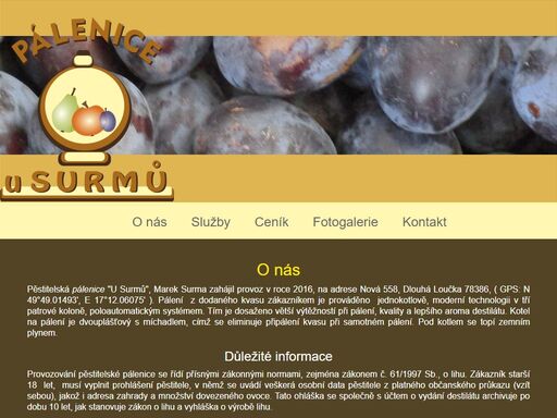 pálenice u surmů nabízí pálení pěstitelům ovocný kvas za velmi příznivé ceny