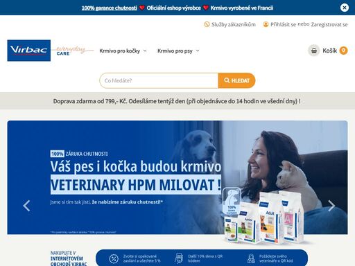 veterinary hpm, vyvinuté francouzskou veterinární laboratoří virbac: zdravé krmivo pro psy a kočky, přizpůsobené jejich výživovým potřebám. rychlé doručení domů.