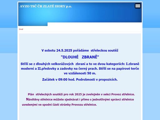 informace o činnosti střeleckého klubu zlaté hory
