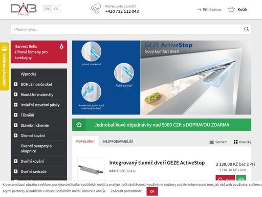 dodáváme komponenty do oken a dveří, automatické dveře geze a stavební chemii weiss chemie a mnoho dalšího.