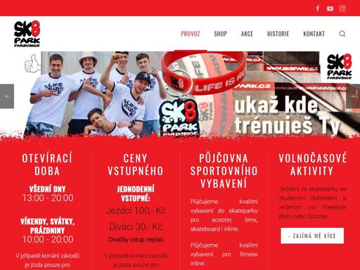 skatepark pardubice - městské sportoviště provozované firmou sk8park s.r.o.  - největší v české republice.kompletně nasvícená a zakrytá překážková plocha.půjčovna,soc. zařízení.
