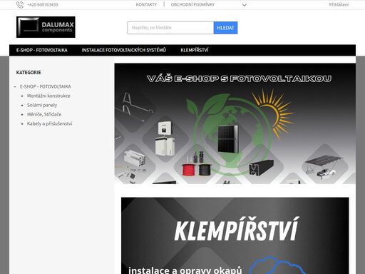fotovoltaické komponenty, fotovoltaika s dotací a klempířství. vítejte na našem e-shopu! jsme společnost zabývající se kovovýrobou a konstrukcemi pro fve. nabízíme komplexní služby v oblasti fotovoltaiky, kovovýroby a klempířství. jsme specialisté na instalace solárních panelů, výrobu a opravy kovových konstrukcí,…