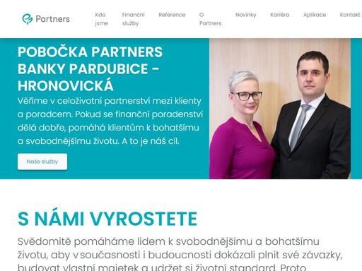 pobočka partners banky pardubice - hronovická poskytuje nezávislé finanční poradenství a osobní finanční plánování. finanční poradce vám pomůže ve sjednání a kalkulaci hypotéky, pojištění nebo investic