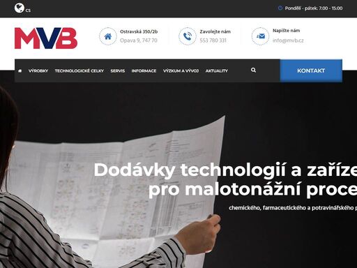 dodávky zařízení a technologií pro malotonážní procesy chemického, farmaceutického a potravinářského průmyslu.