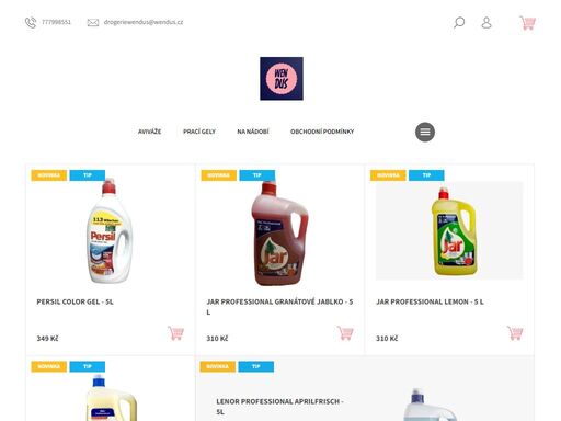 vítejte v našem obchodě. vítejte na wendus.cz – vašem e-shopu s kvalitní drogerií z německa za bezkonkurenční ceny! 
nabízíme oblíbené prací gely ariel a persil, aviváže lenor a prostředky na nádobí jar v praktických a ekonomických baleních. díky nízkým provozním nákladům vám přinášíme špičkovou kvalitu za ty…