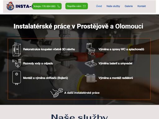 instalatérské služby v prostějově a okolí. nabízíme opravy potrubí, rekonstrukce koupelen, výměny bojlerů, wc, baterií, havarijní servis a další instalatérské práce. 
instalatér prostějov - martin sobota