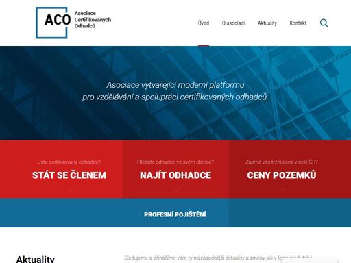 asociace vytvářející moderní platformupro vzdělávání a spolupráci certifikovaných odhadců.