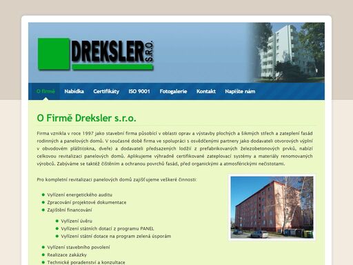 stavební firma působící v oblasti oprav a výstavby plochých a šikmých střech a zateplení fasád rodinných a panelových domů
