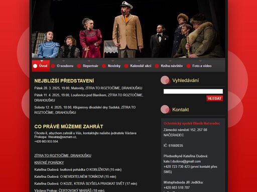 stránka obsahuje informace o amatérském divadelním souboru ochotnický spolek blaník načeradec. naleznete zde, kde a co hrajeme, co připravujeme, naši historii...