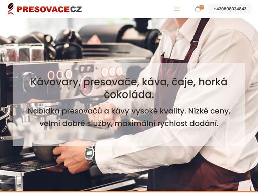 nabídka kávovarů, presovačů, mlýnků na kávu a kávy vysoké kvality. nízké ceny, velmi dobré služby, maximální rychlost dodání.