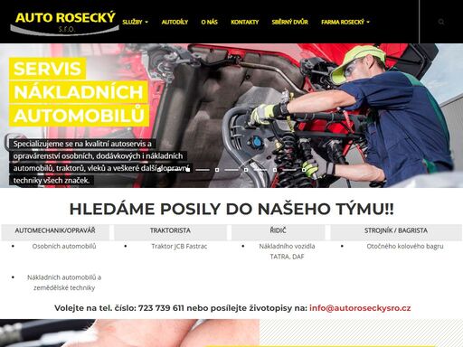 auto rosecký s.r.o. se sídlem ve žďáře nad sázavou poskytuje od roku 2000 široké spektrum autoslužeb – autoservis, opravy nákladních vozidel, nákladní autodoprava, prodej náhradních dílů, služby v zemědělství, recyklace stavební sutě apod..