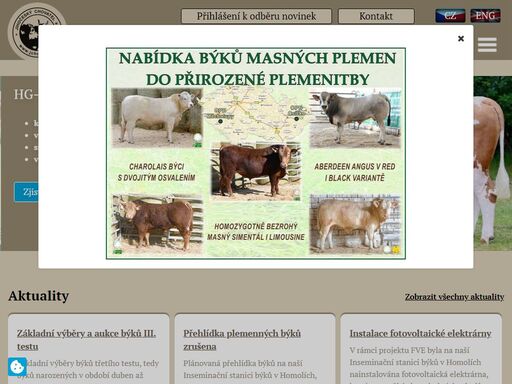 šlechtění simentálského, holštýnského a masného skotu, včetně výroby a prodeje inseminačních dávek.