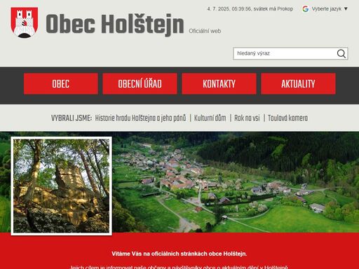 oficiální stránky obce holštejn