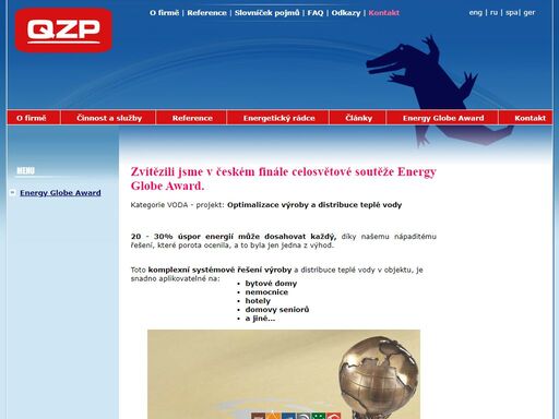 zvítězili jsme v celosvé soutěži enery globe award. pracujeme v oboru: úprava vody, desinfekce vody.