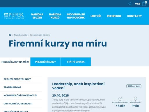 jsme pefek training & consulting s.r.o. a vyškolíme vás i celou firmu v oblastech osobního rozvoje, objevení soft skills a poradíme odborným koučinkem.