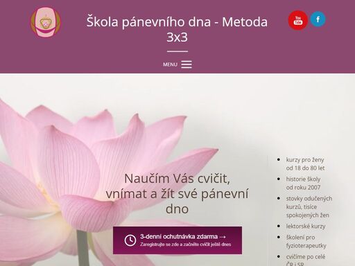probuďte pánevní dno díky bezkonkurenční metodě 3x3. doražte na náš kurz do školy pánevního dna nebo si zacvičte z pohodlí domova.