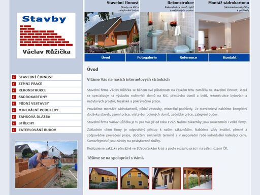 václav růžička, stavební firma, stavby, rekonstrukce, zednické práce, kostelec nad labem