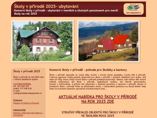 školy v přírodě 2025 - ubytování v přírodě v menších objektech v celé čr. ubytování pro školy v přírodě na rok 2025  v jižních čechách, v českém ráji i ubytování na horách