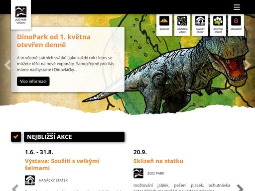dinopark od 1. května otevřen denně a to včetně státních svátků! jako každý rok i letos se můžete těšit na nové exponáty. samozřejmě pro vás máme nachystané i dinovláčky... {_zoo…
