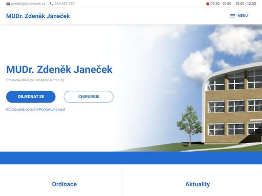 ordinace praktického lékaře pro dospělé a chirurg - mudr. zdeněk janeček. zdravotní středisko praha 9 - kbely, 197 00. e-mail: praktik@drjanecek.cz | tel: 286 857 157