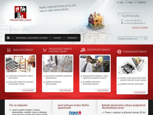 zajistíme právně platný odhad nemovitosti, ocenění nemovitosti i znalecký posudek. zpracujeme nebo zajistíme kompletní projektovou dokumentaci. zastoupíme vás při jednání s úřady. provedeme odborný technický dozor při stavbě. zpracujeme studii využití nemovitosti vč. propočtů nákladů na její realizaci.
