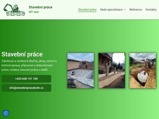 stavení práce - mt stav. firma působí v kolíně a širokém okolí. venkovní a zámkové dlažby, ploty, přípravné a dokončovací práce, zemní práce.