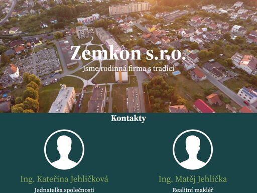 kontaktní web rodinné firmy zemkon s.r.o.