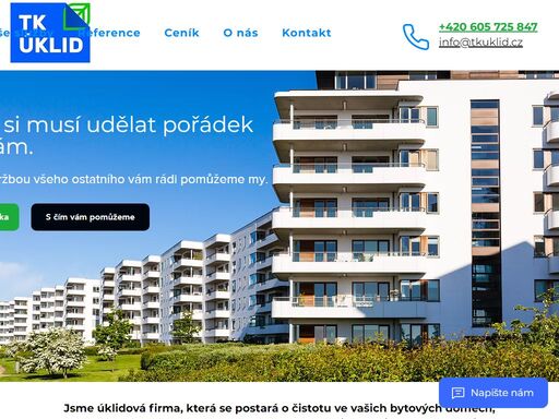 naše úklidová firma tk úklid s.r.o. se postará o čistotu ve vašich bytových domech, kancelářích, garážích a všude tam, kde zrovna potřebujete. 