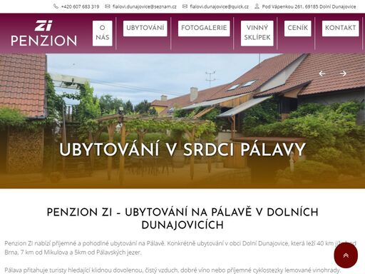 penzion zi nabízí příjemné a pohodlné ubytování na pálavě. konkrétně ubytování v obci dolní dunajovice, která leží 40 km jižně od brna, 7 km od mikulova a 5km od pálavských jezer.pálava přitahuje turisty hledající klidnou…