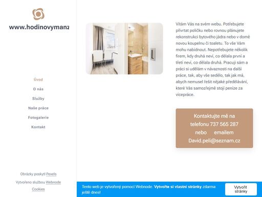 vítám vás na svém webu. potřebujete přivrtat poličku nebo rovnou plánujete rekonstrukci bytového jádra nebo v domě novou koupelnu či toaletu. to vše vám mohu nabídnout. nepotřebujete několik firem, kdy druhá neví, co dělala první a třetí neví, co dělala druhá. pracuji sám a práci si udělám v návaznosti na další práce, tak, aby vše sedělo, tak jak...