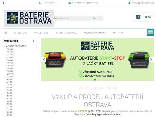 výkup a prodej autobaterií ostrava. nabízíme špičkové autobaterie bat-eel (agm , efb  start-stop) s výhradním zastoupením v české republice. všechny typy máme skladem!
autobaterie  exide skladem
motobaterie exide skladem
  po domluvě zajistíme všechny typy baterií
 
výkup baterií s obsahem olova:
autobaterie,…