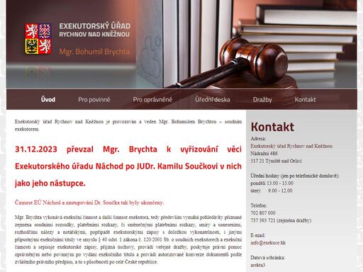 exekutorský úřad vymáhá od povinných pro oprávněné pohledávky, provádí vyklizení, odebrání a rozdělení věci a dražby po celé čr, vynucuje provedení prací a výkonů, vyhotovuje exekutorské zápisy, přijímá úschovy, poskytuje právní pomoc, působí při oznámení o výhradě práva dovolat se neúčinnosti právního jednání. levně a rychle vymůže vaši pohledávku, například dlužné výživné.