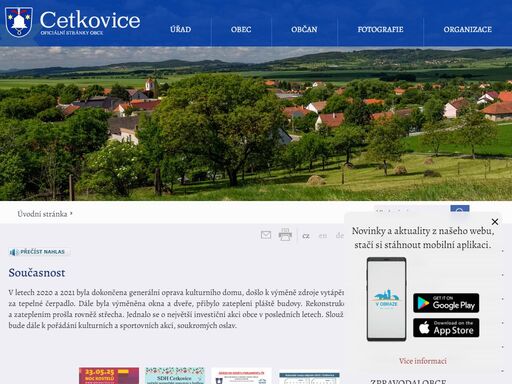 oficiální stránky obce cetkovice