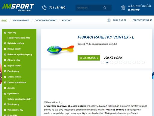 prodáváme sportovní potřeby a oblečení pro různé sporty a kvalitní rybářské potřeby za výhodné ceny. každý si u nás vybere!