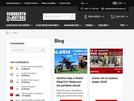 jsme prodejci elektrických koloběžek a motorek. v naší nabídce naleznete značky talaria, suro-ron, vmoto, dualtron, bronco a další. kromě toho máme i spoustu příslušenství a servis!