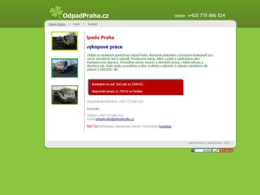 hlavní strana webu likvidace a odvoz odpadu praha a okolí, praha