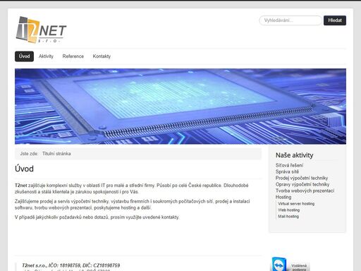 oficiální web společnosti t2net s.r.o.