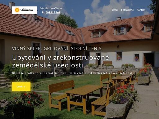 ubytování v zrekonstruované zemědělské usedlosti. okolí je protkáno sítí atraktivních turistických a cyklistických značených cest.