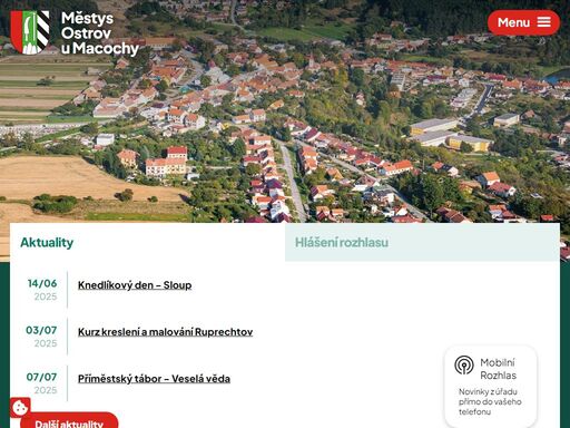 městys ostrov u macochy leží v severní části chko moravský kras, 14 km východně od blanska, v nadmořské výšce 485 m. n. m.