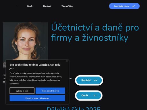 webové stránky firmy nabízející účetnictví a daně pro malé firmy a živnostníky.