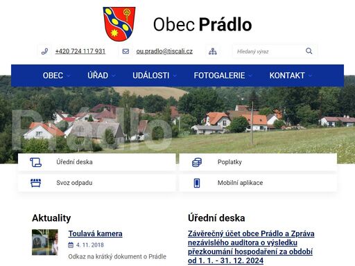 oficiální stránky obce prádlo