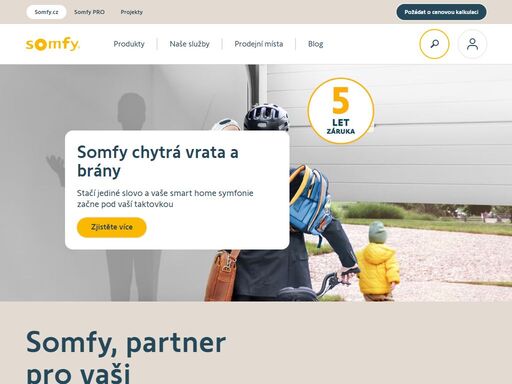 pohony a ovládání pro předokenní rolety, žaluzie, markýzy, záclony, brány a garážová vrata a řešení chytré domácnosti pro alarm, kamery, topení a osvětlení.