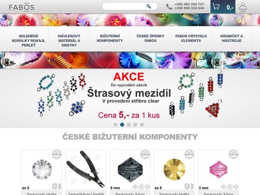české ručně vyráběné bižuterní komponenty, doplňky pro šperkařskou výrobu a šperky s čekými krystaly nebo krystaly swarovski.